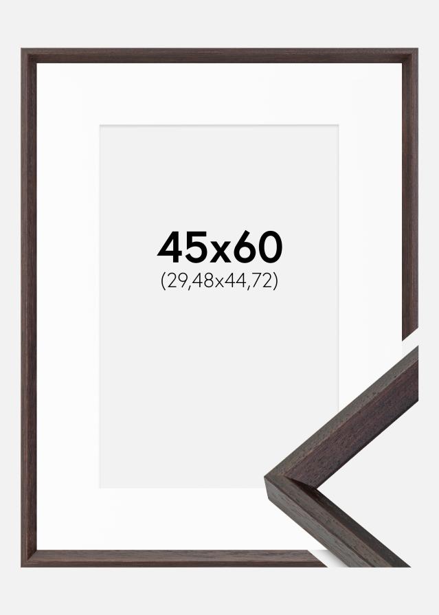 Ram med passepartou Frame Globe Espresso 45x60 cm - Picture Mount White 12x18 inches