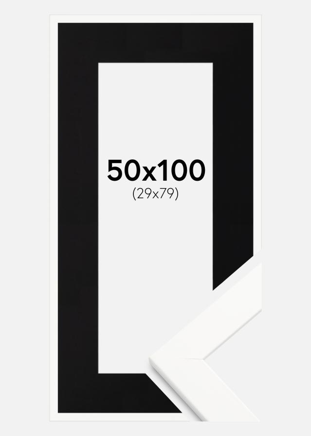 Ram med passepartou Frame Trendline White 50x100 cm - Picture Mount Black 30x80 cm