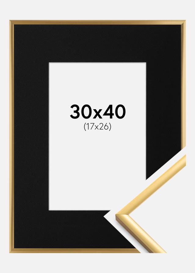Ram med passepartou Frame New Lifestyle Shiny Gold 30x40 cm - Picture Mount Black 18x27 cm