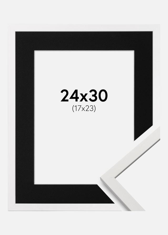 Ram med passepartou Frame Edsbyn White 24x30 cm - Picture Mount Black 18x24 cm