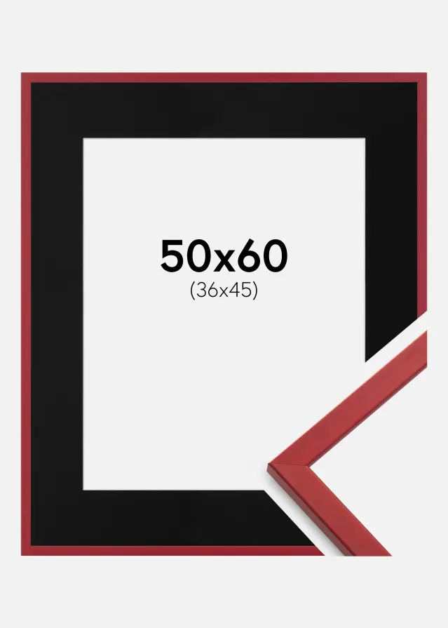 Ram med passepartou Frame Edsbyn Red 50x60 cm - Picture Mount Black 37x46 cm