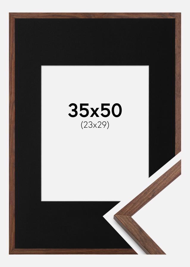 Ram med passepartou Frame Galant Walnut 35x50 cm - Picture Mount Black 24x30 cm