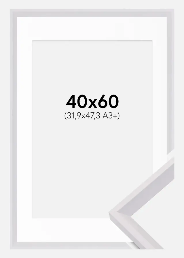 Ram med passepartou Frame Globe White 40x60 cm - Picture Mount White 32,9x48,3 cm (A3+)