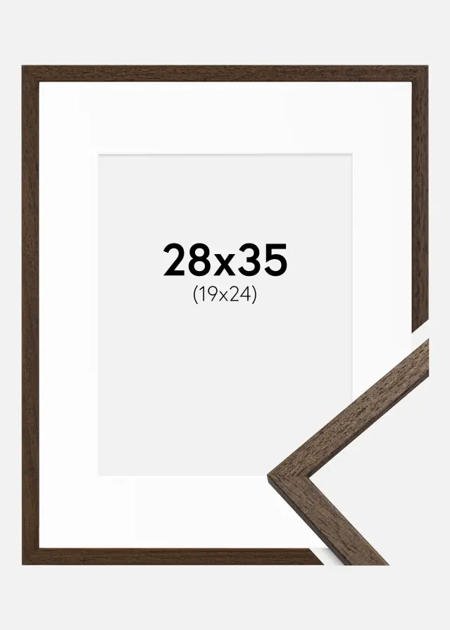 Ram med passepartou Frame Edsbyn Walnut 28x35 cm - Picture Mount White 20x25 cm