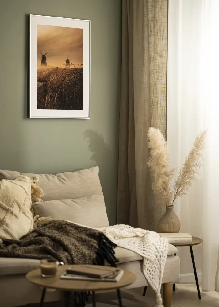 Ram med passepartou Frame Desire Silver 40x50 cm - Picture Mount White 29.7x42 cm (A3)