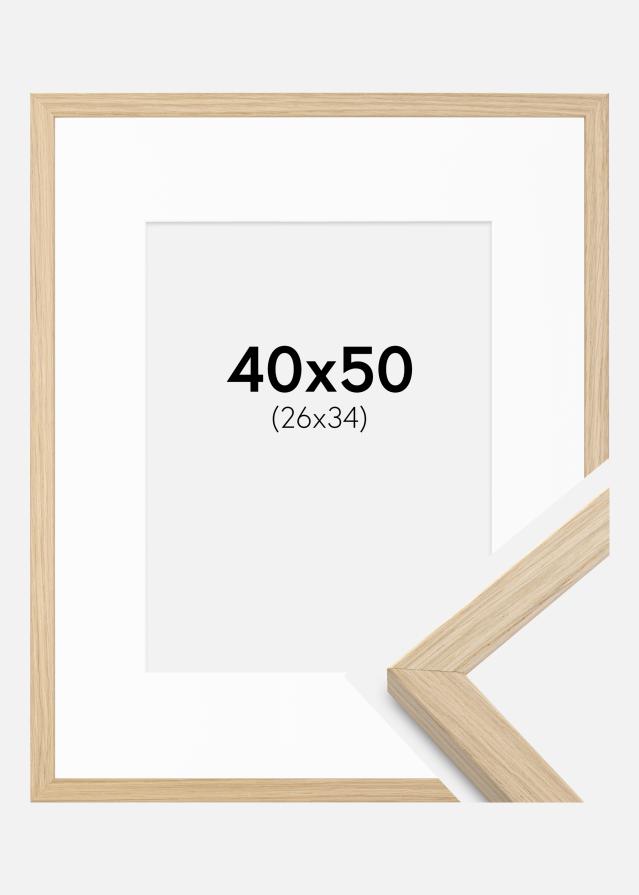 Ram med passepartou Frame Grimsåker Oak 40x50 cm - Picture Mount White 27x35 cm