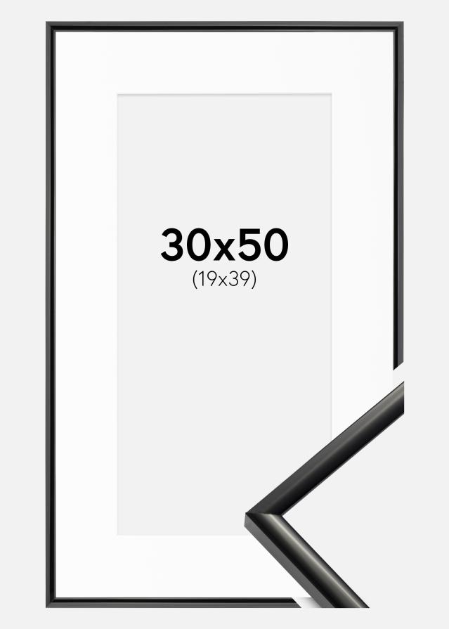 Ram med passepartou Frame New Lifestyle Black 30x50 cm - Picture Mount White 20x40 cm