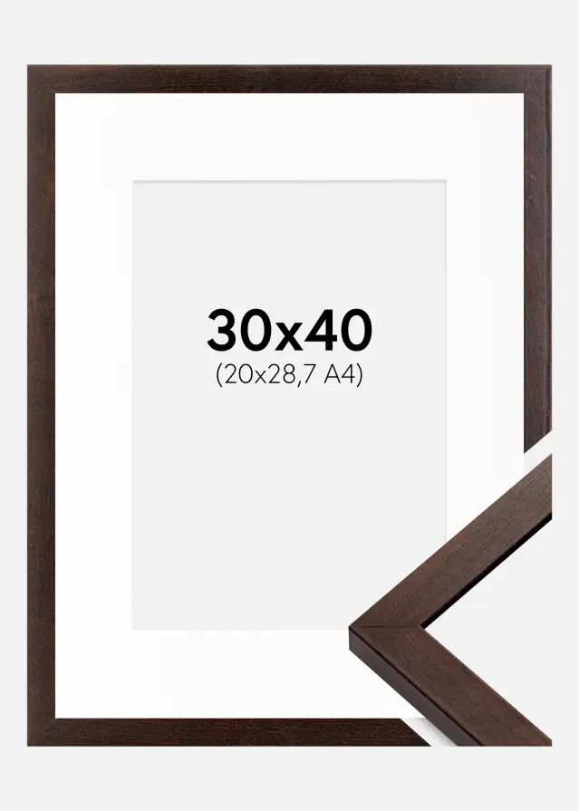 Ram med passepartou Frame Selection Walnut 30x40 cm - Picture Mount White 21x29.7 cm (A4)