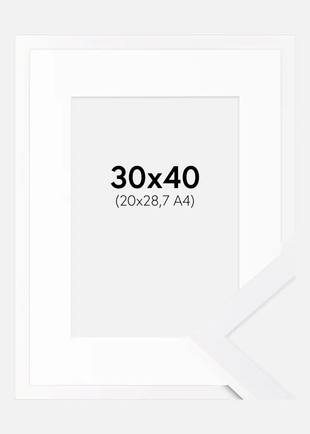 Ram med passepartou Frame Selection White 30x40 cm - Picture Mount White 21x29.7 cm (A4)