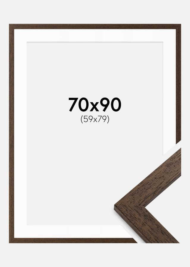 Ram med passepartou Frame Brown Wood 70x90 cm - Picture Mount White 60x80 cm