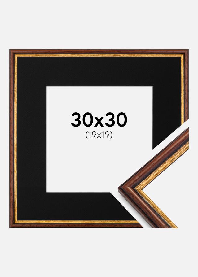 Ram med passepartou Frame Horndal Brown 30x30 cm - Picture Mount Black 20x20 cm