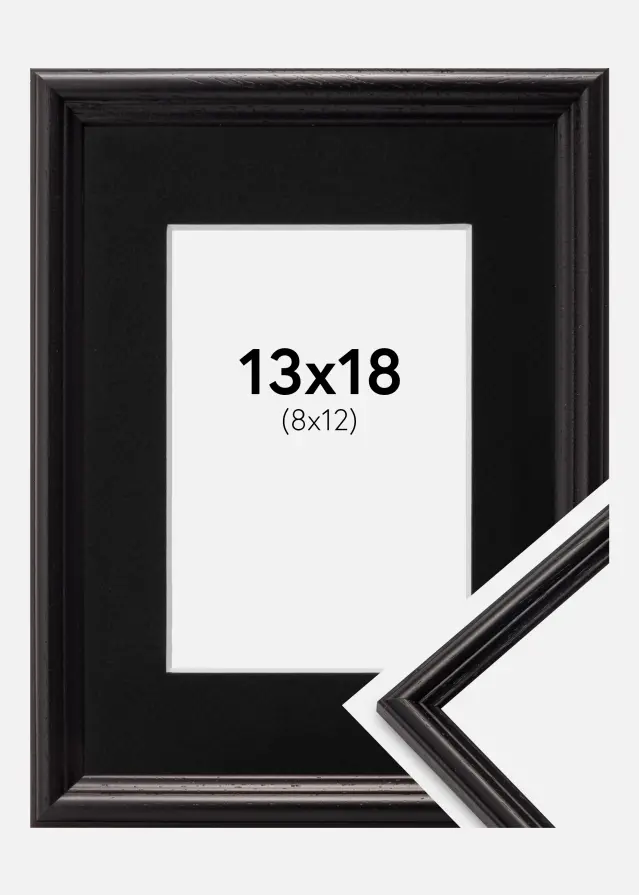 Ram med passepartou Frame Horndal Black 13x18 cm - Picture Mount Black 9x13 cm