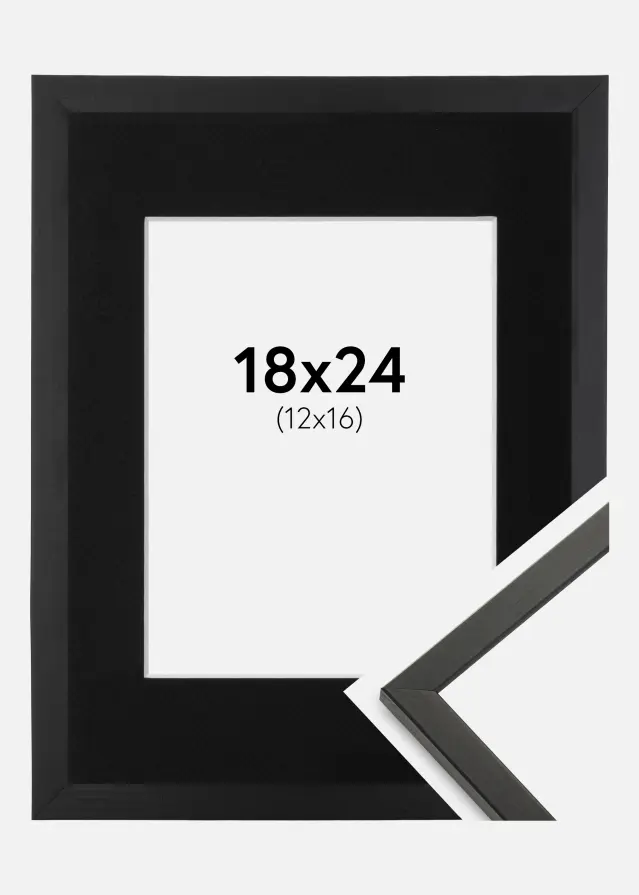 Ram med passepartou Frame Galant Black 18x24 cm - Picture Mount Black 13x17 cm