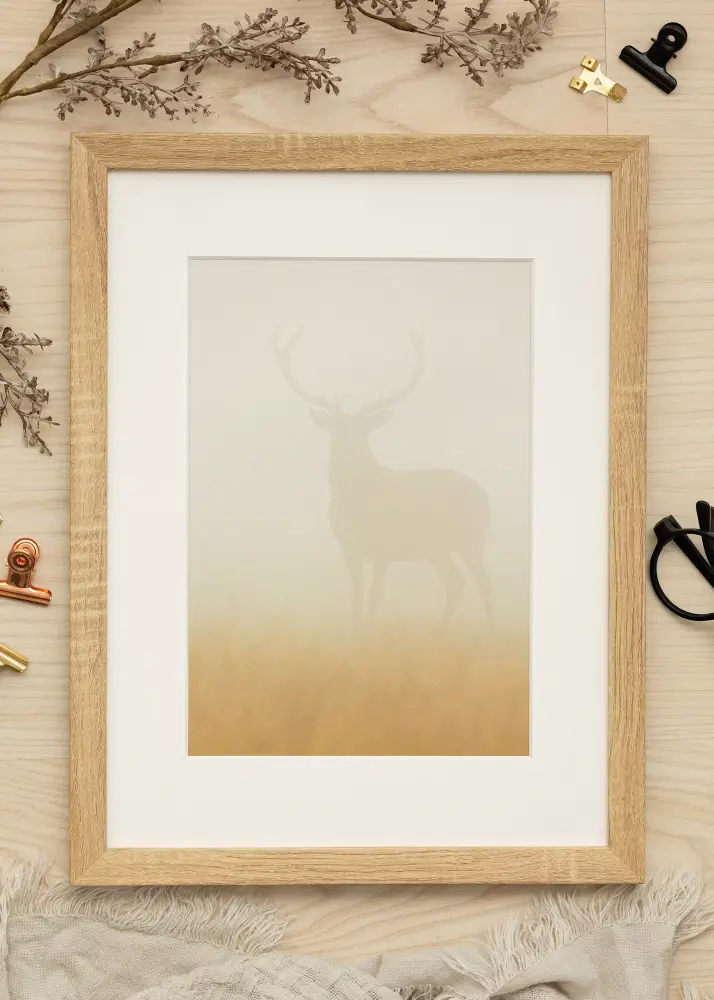 Ram med passepartou Frame Fiorito Light Oak 60x80 cm - Picture Mount White 50x70 cm