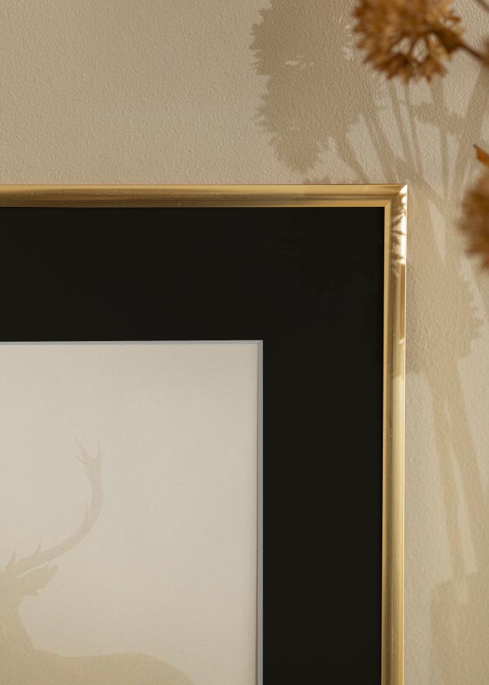 Ram med passepartou Frame New Lifestyle Shiny Gold 50x70 cm - Picture Mount Black 33x56 cm