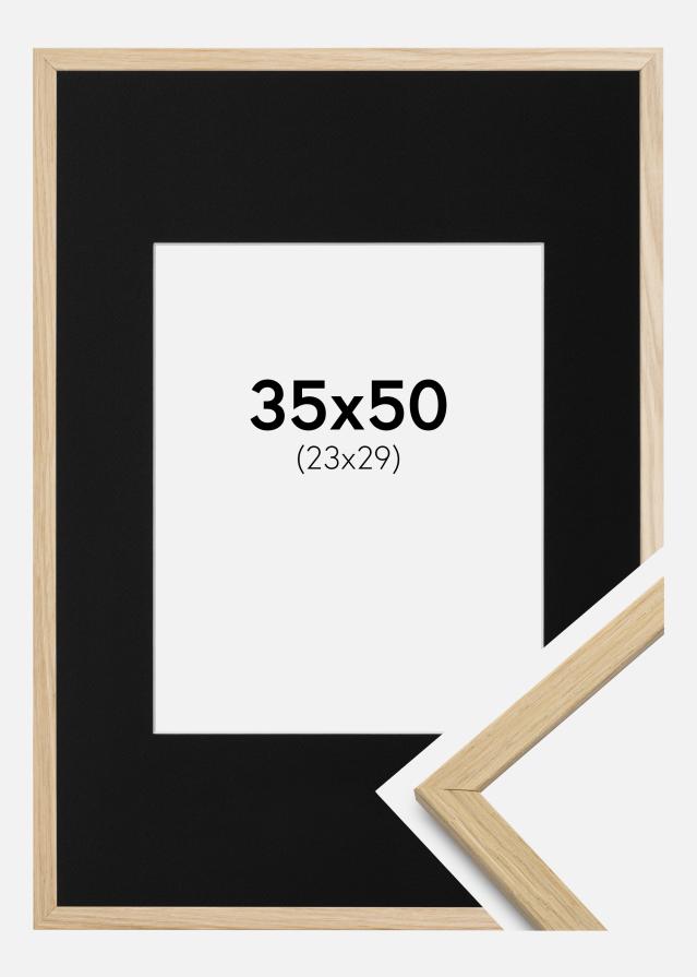 Ram med passepartou Frame Edsbyn Oak 35x50 cm - Picture Mount Black 24x30 cm