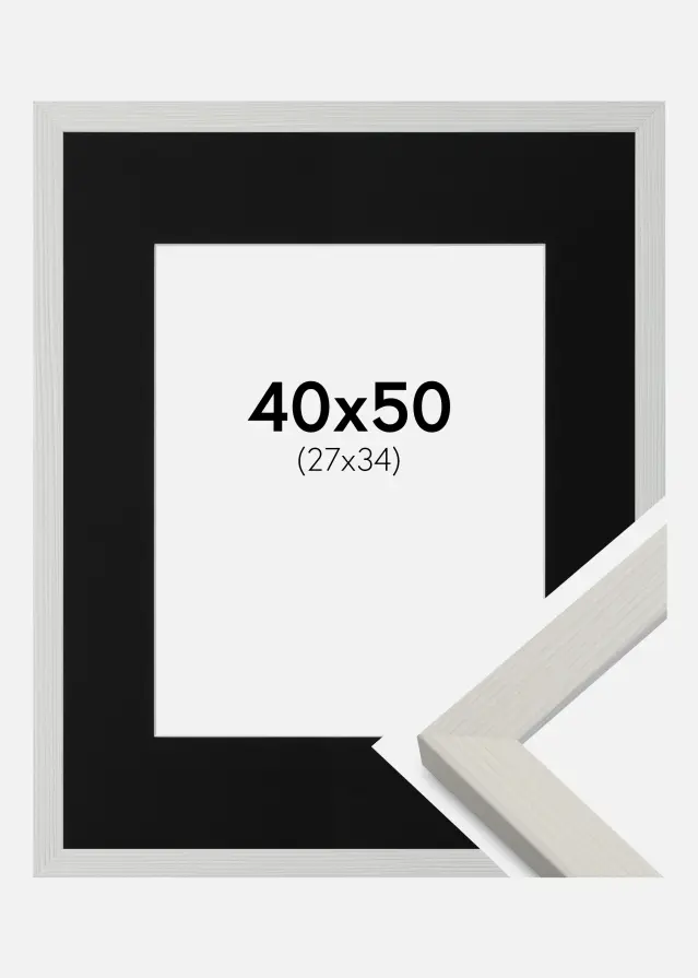 Ram med passepartou Frame Fiorito White 40x50 cm - Picture Mount Black 28x35 cm