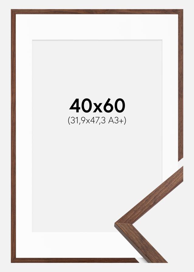 Ram med passepartou Frame Galant Walnut 40x60 cm - Picture Mount White 32,9x48,3 cm (A3+)