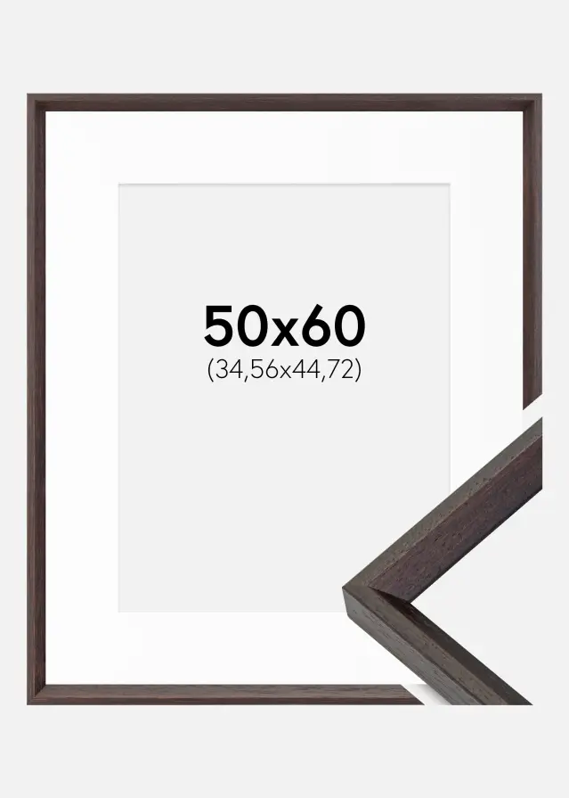 Ram med passepartou Frame Globe Espresso 50x60 cm - Picture Mount White 14x18 inches