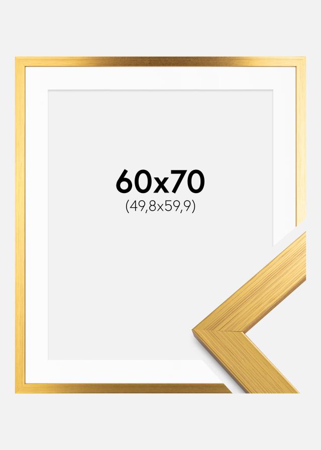 Ram med passepartou Frame Gold Wood 60x70 cm - Picture Mount White 20x24 inches