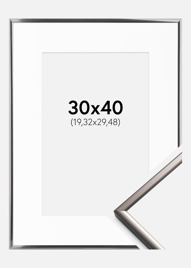 Ram med passepartou Frame New Lifestyle Steel 30x40 cm - Picture Mount White 8x12 inches