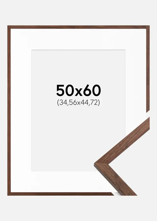 Ram med passepartou Frame Galant Walnut 50x60 cm - Picture Mount White 14x18 inches