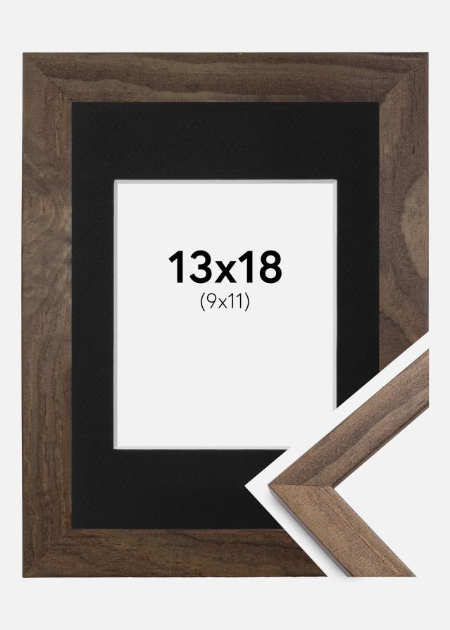 Ram med passepartou Frame Stilren Walnut 13x18 cm - Picture Mount Black 10x12 cm