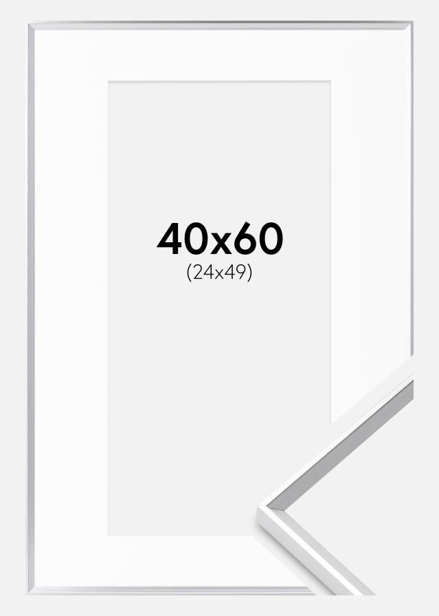 Ram med passepartou Frame Desire Silver 40x60 cm - Picture Mount White 25x50 cm