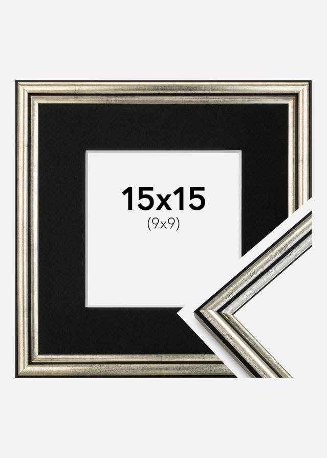 Ram med passepartou Frame Horndal Silver 15x15 cm - Picture Mount Black 10x10 cm