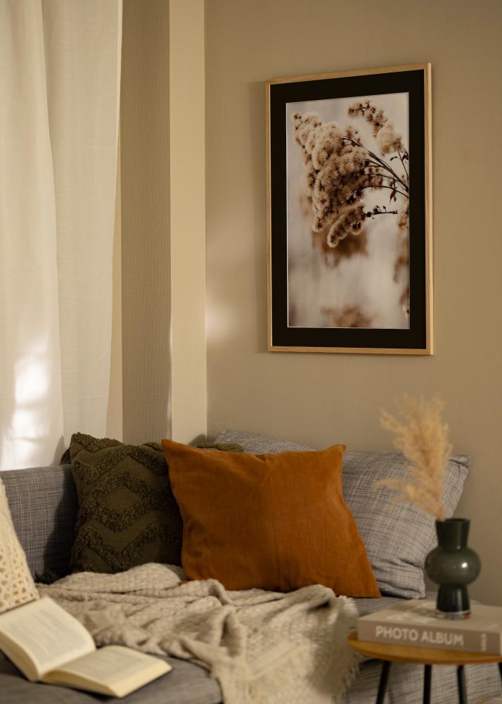 Ram med passepartou Frame Edsbyn Oak 40x60 cm - Picture Mount Black 30x50 cm