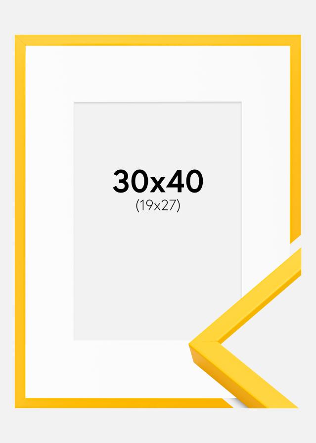Ram med passepartou Frame E-Line Yellow 30x40 cm - Picture Mount White 20x28 cm