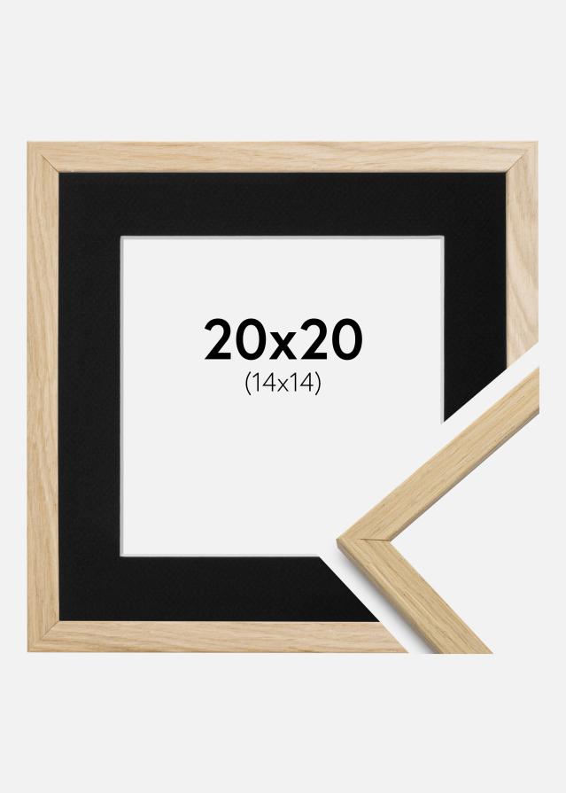Ram med passepartou Frame Edsbyn Oak 20x20 cm - Picture Mount Black 15x15 cm