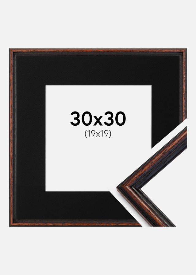Ram med passepartou Frame Horndal Walnut 30x30 cm - Picture Mount Black 20x20 cm