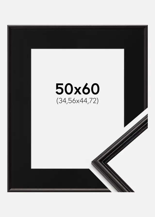 Ram med passepartou Frame Horndal Black 50x60 cm - Picture Mount Black 14x18 inches