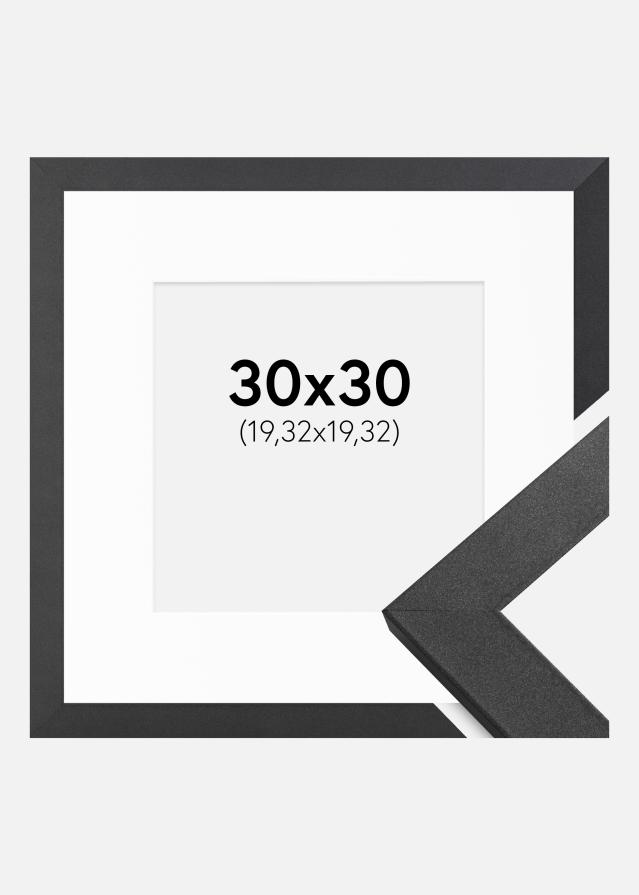 Ram med passepartou Frame Graphite Wood 30x30 cm - Picture Mount White 8x8 inches