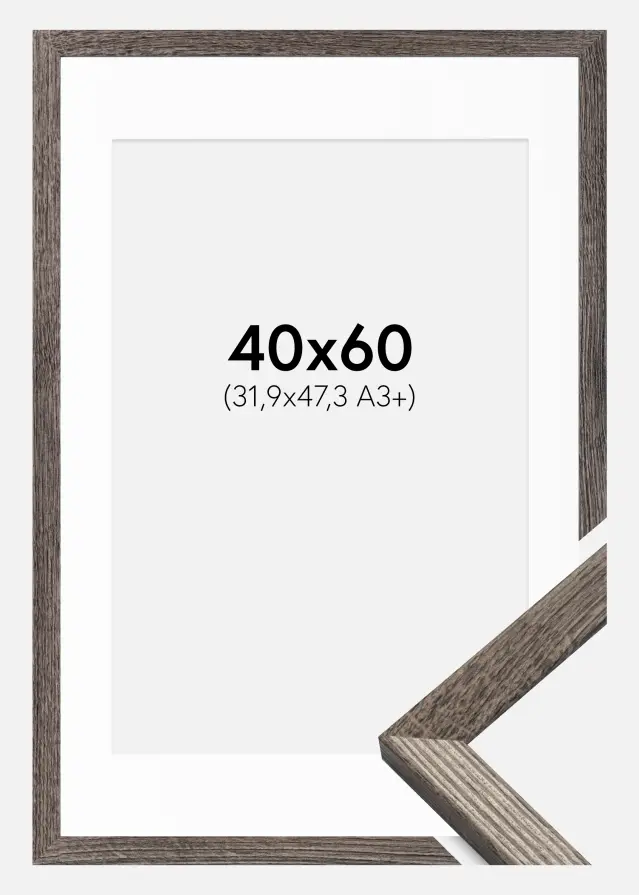 Ram med passepartou Frame Fiorito Walnut 40x60 cm - Picture Mount White 32,9x48,3 cm (A3+)