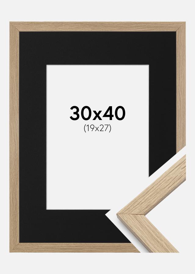 Ram med passepartou Frame Stilren Oak 30x40 cm - Picture Mount Black 20x28 cm