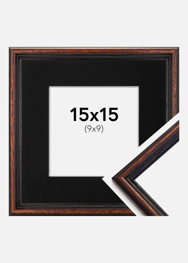 Ram med passepartou Frame Horndal Walnut 15x15 cm - Picture Mount Black 10x10 cm