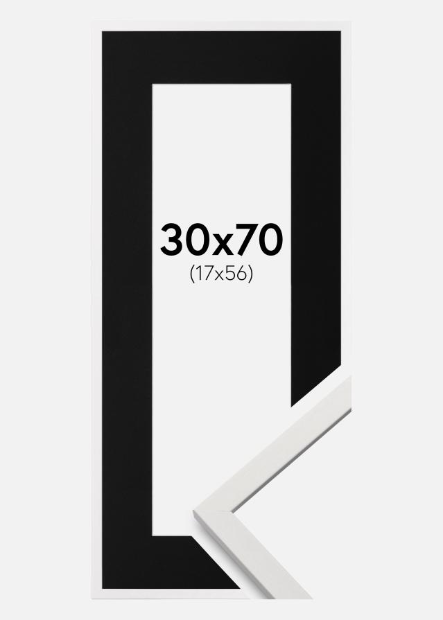 Ram med passepartou Frame Edsbyn White 30x70 cm - Picture Mount Black 18x57 cm