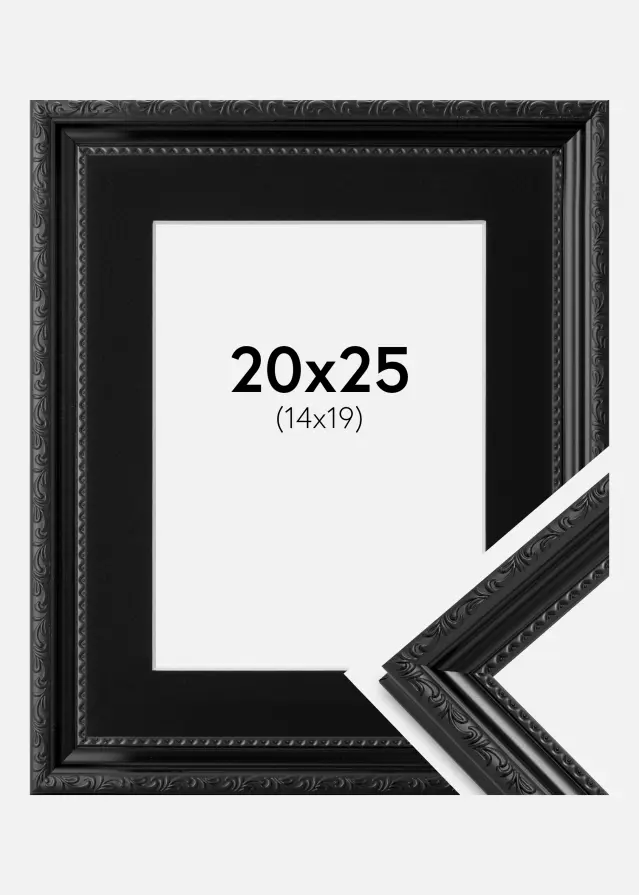 Ram med passepartou Frame Abisko Black 20x25 cm - Picture Mount Black 15x20 cm