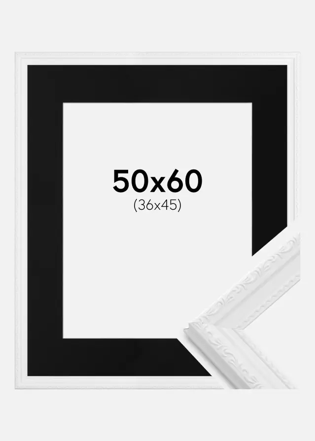 Ram med passepartou Frame Abisko White 50x60 cm - Picture Mount Black 37x46 cm
