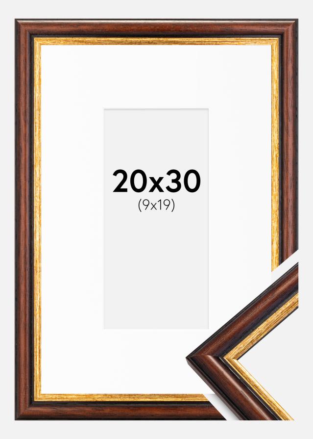 Ram med passepartou Frame Siljan Brown 20x30 cm - Picture Mount White 10x20 cm