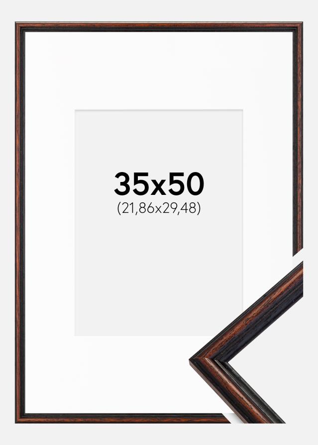 Ram med passepartou Frame Horndal Walnut 35x50 cm - Picture Mount White 9x12 inches