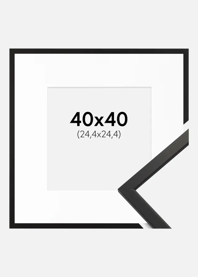 Ram med passepartou Frame Edsbyn Acrylic Glass Black 40x40 cm - Picture Mount White 10x10 inches