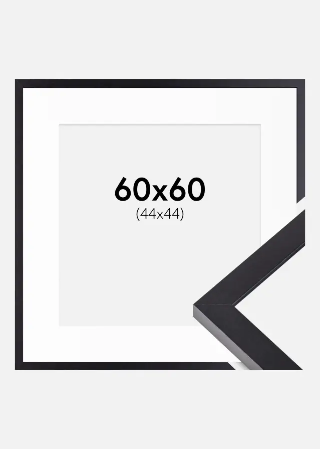 Ram med passepartou Frame Selection Black 60x60 cm - Picture Mount White 45x45 cm