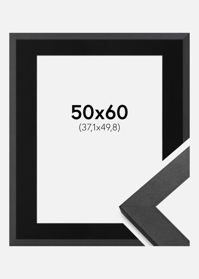 Ram med passepartou Frame Graphite Wood 50x60 cm - Picture Mount Black 15x20 inches