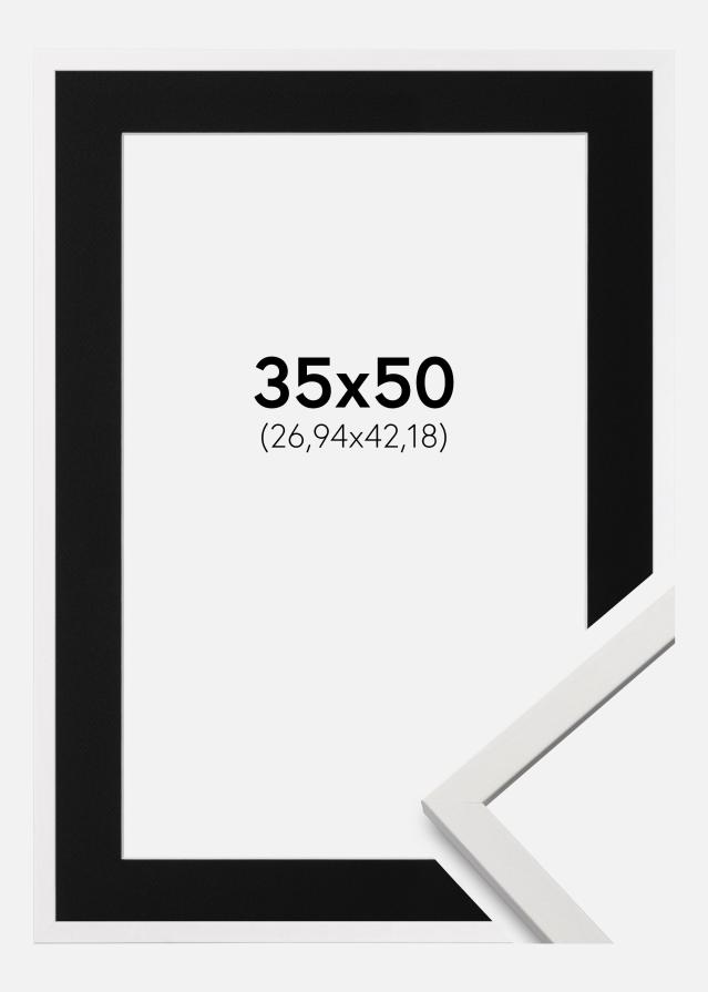 Ram med passepartou Frame Edsbyn White 35x50 cm - Picture Mount Black 11x17 inches (27.94x43.18 cm)