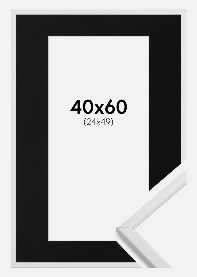 Ram med passepartou Frame Galant White 40x60 cm - Picture Mount Black 25x50 cm