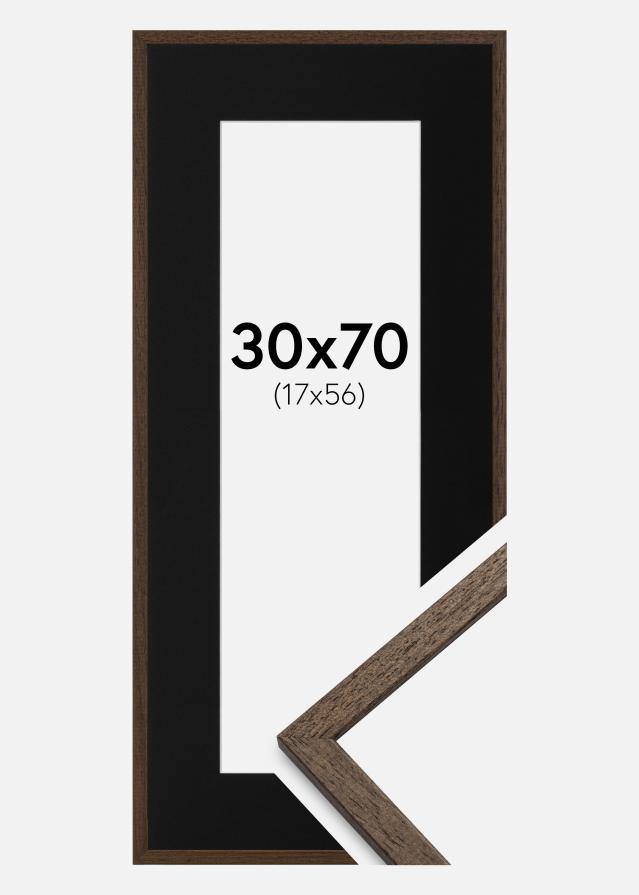 Ram med passepartou Frame Edsbyn Walnut 30x70 cm - Picture Mount Black 18x57 cm