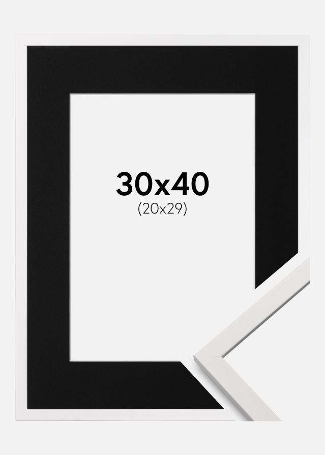 Ram med passepartou Frame Edsbyn White 30x40 cm - Picture Mount Black 21x30 cm